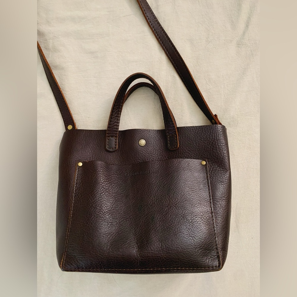 *Like-new* Portland Leather Mini Crossbody Bag in Coldbrew